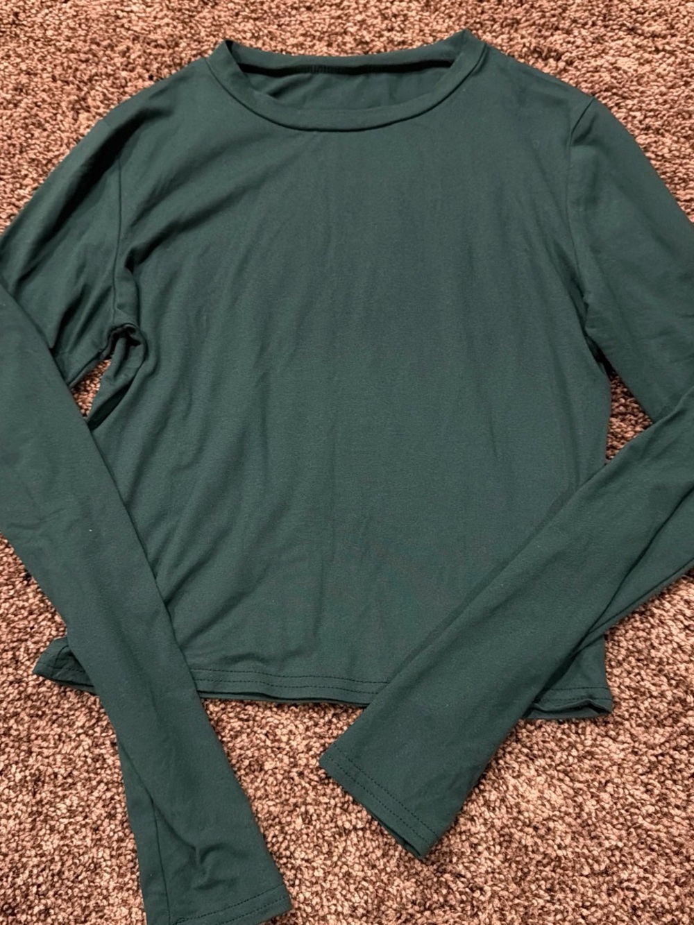 SHEIN Dark Green Long Sleeve Crewneck Top